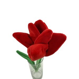 CJ Hendry Plush Flower Red Tulip Flower Market Clé de Peau Beauté Art 17.75"